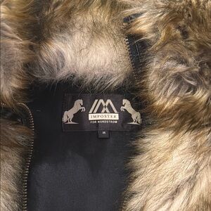 Brown Teddy Jacket with Faux Fur Trim